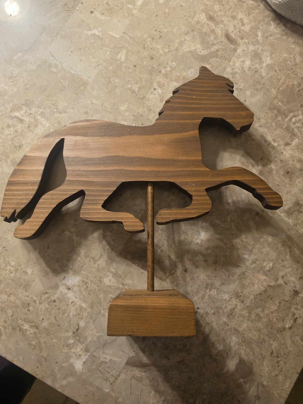 Wooden Horse Silhouette Table Art - Brown
